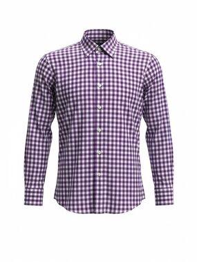 BERLIONI Comfort Fit Purple‎ and white gingham dress shirt size 15-15.5/34-35.